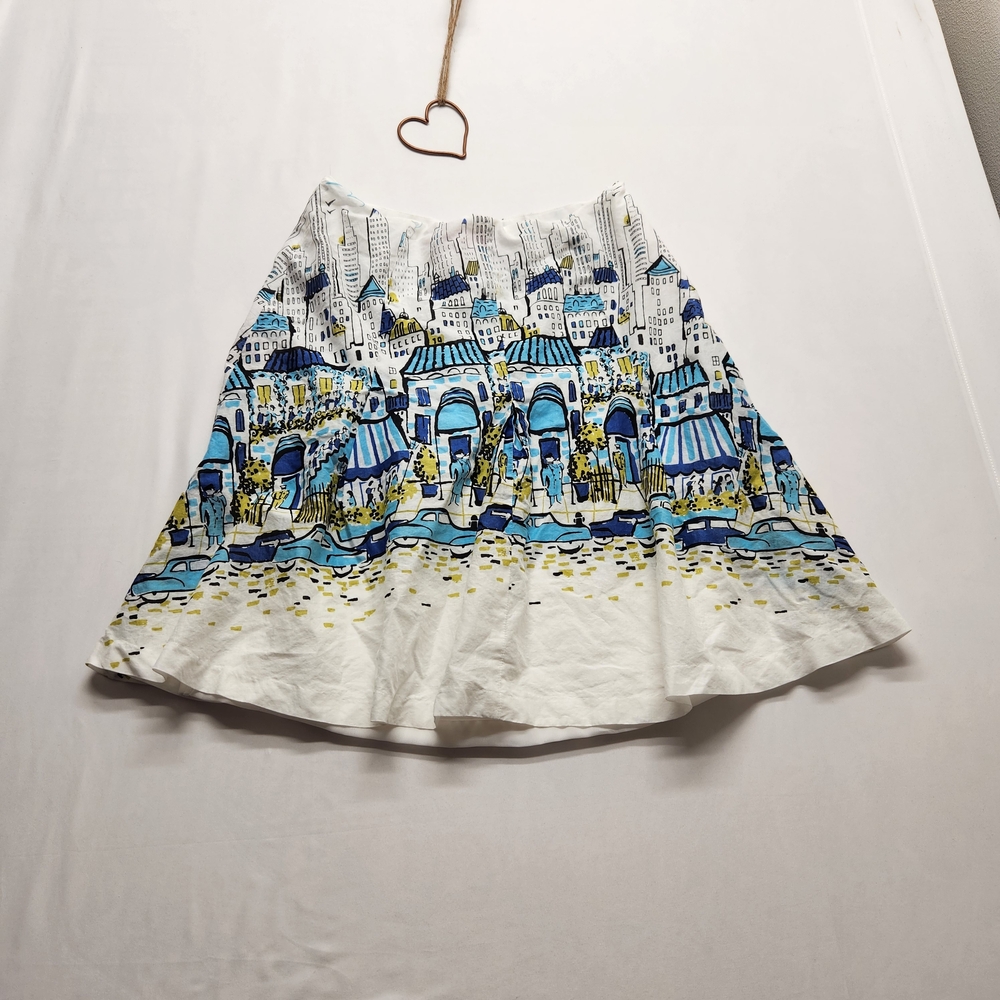 ⭐ Anne Klein Park Ave Cityscape Skirt – Size 10 | High-Waisted Flared Y2K A-Line